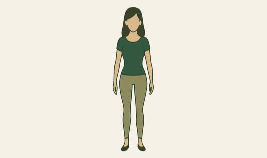 Illustration einer schlanken Frau in grünem T-Shirt