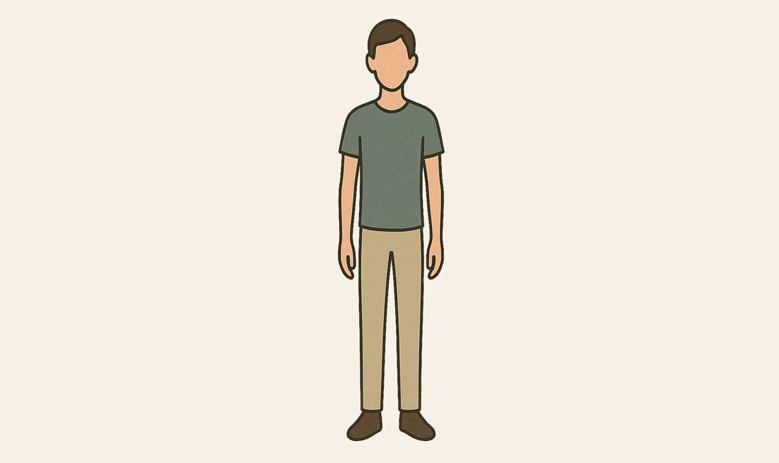 Illustration eines schlanken jungen Mannes in T-Shirt und Hose