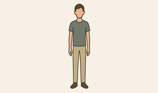 Illustration eines schlanken jungen Mannes in T-Shirt und Hose