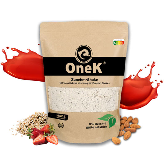 OneK® Zunehm-Shake | 100% natürlich & vegan | Erdbeere