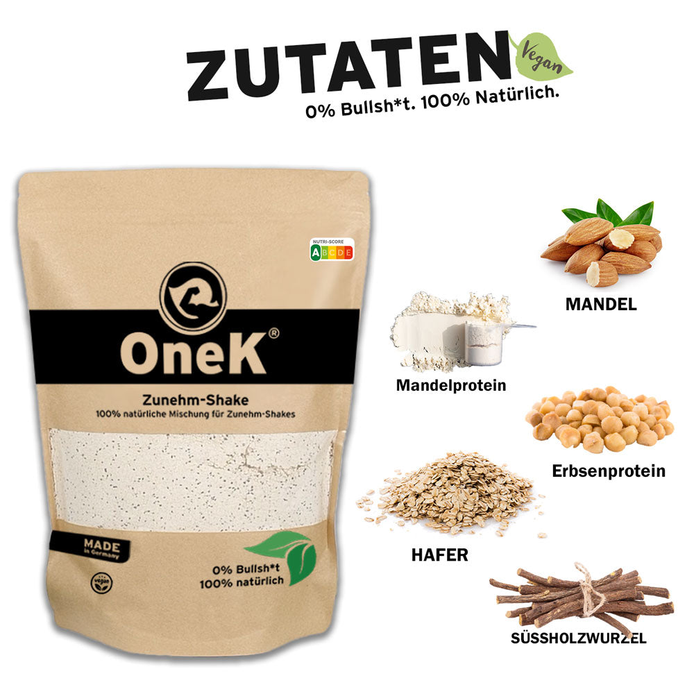 OneK® Zunehm-Shake | 100% natürlich & vegan | Schoko