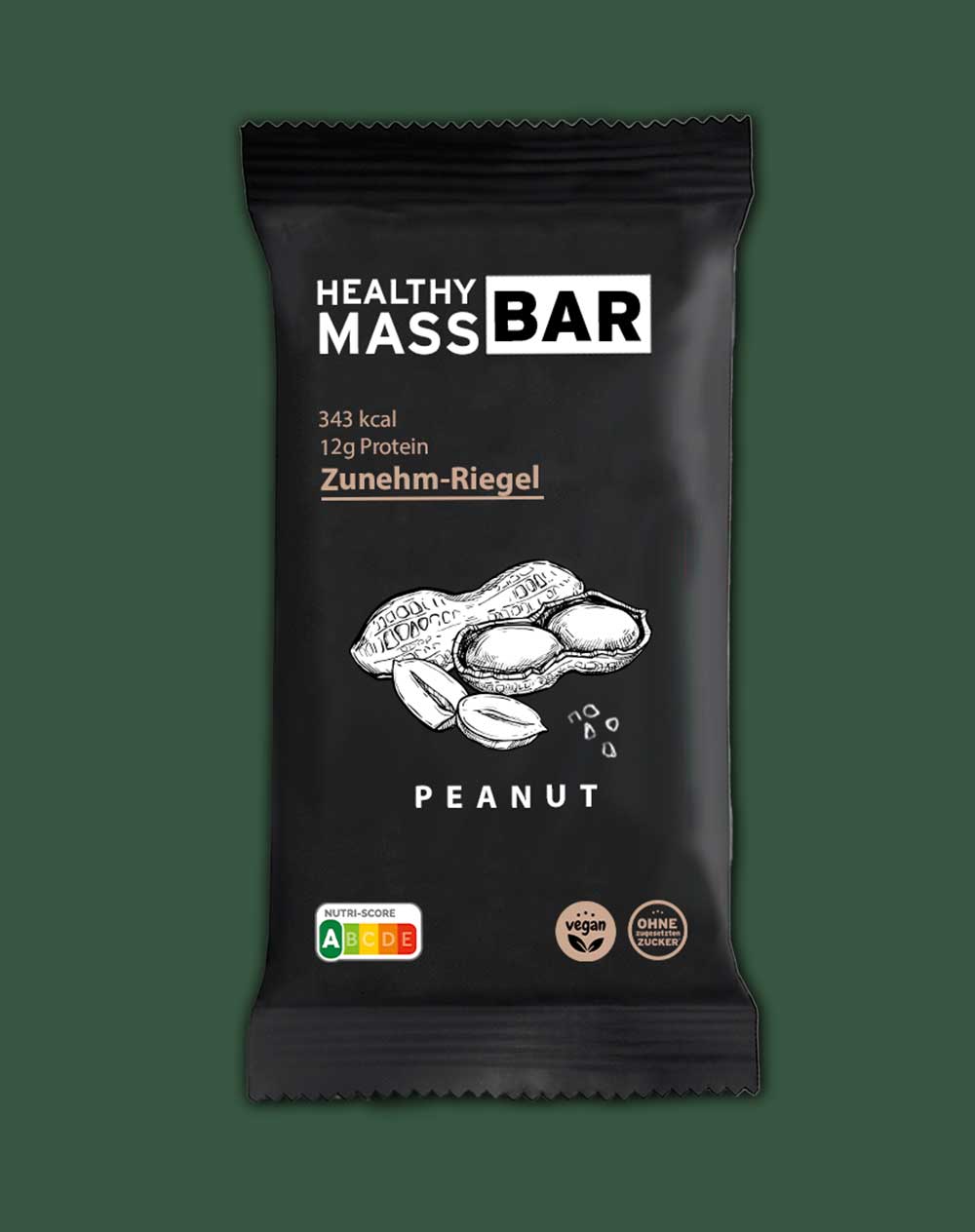 Healthy Riegel Zunehm-Riegel | ~350 kcal Snack mit Erdnussgeschmack – HealthyMass GmbH