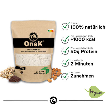 OneK® Zunehm-Shake | 100% natürlich & vegan | Vanille